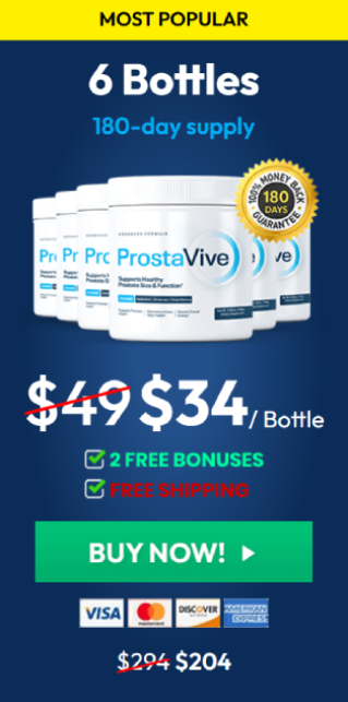 ProstaVive 6 bottles best value package with free bonuses for men’s prostate support